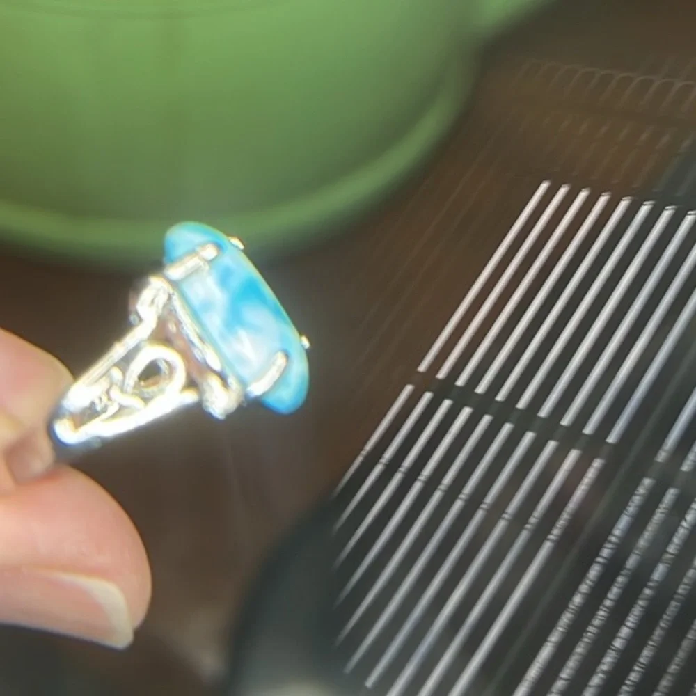 BLUE MOONSTONE RING STAMPED .925 SIZE 6